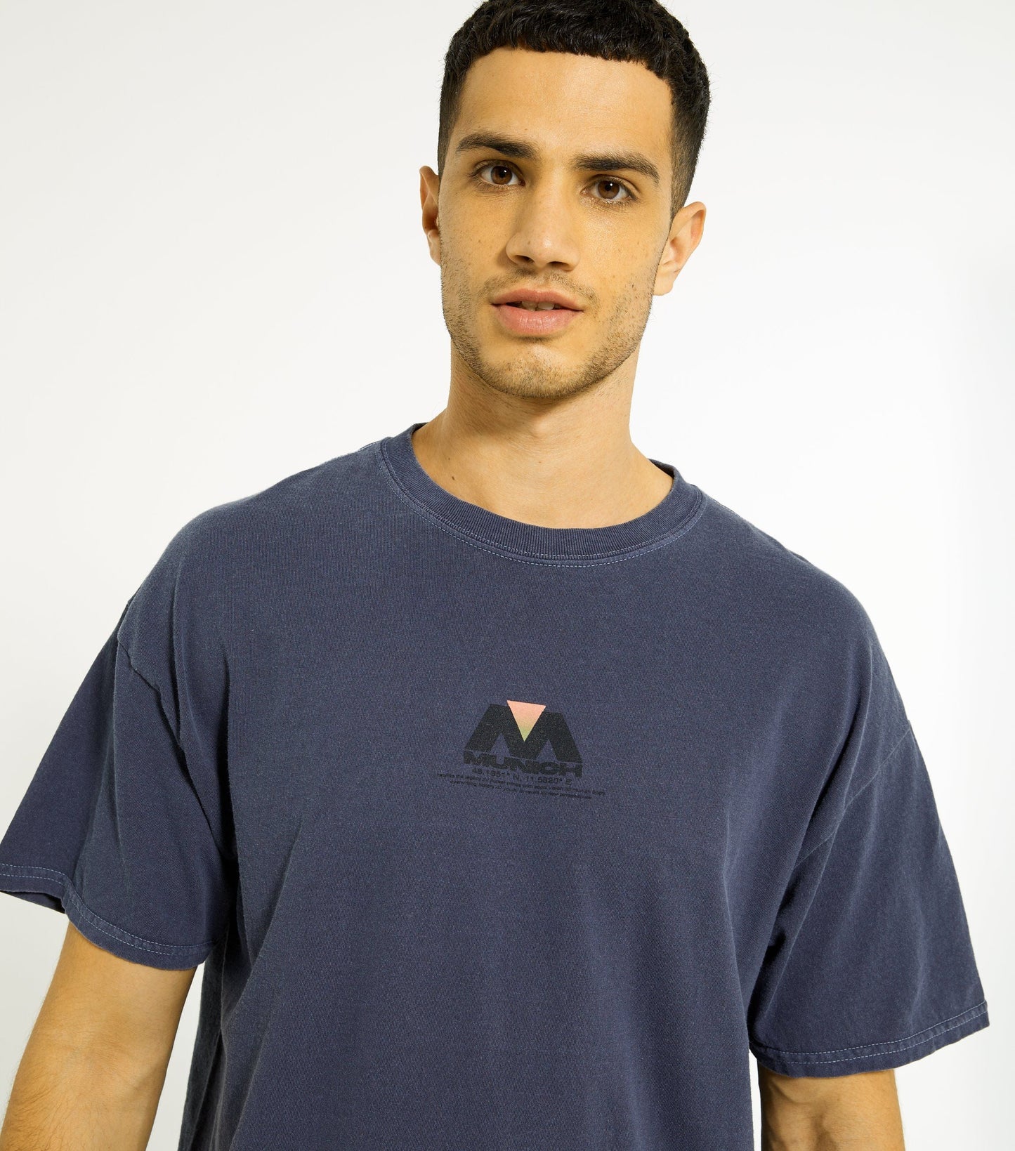 Blue Overdyed Munich Logo T Shirt