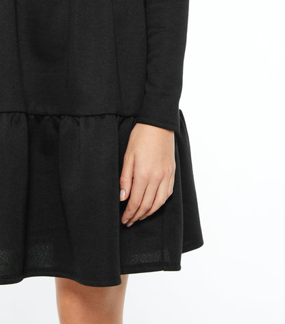 Black Tiered Smock Mini Dress