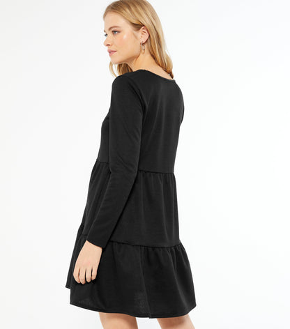 Black Tiered Smock Mini Dress