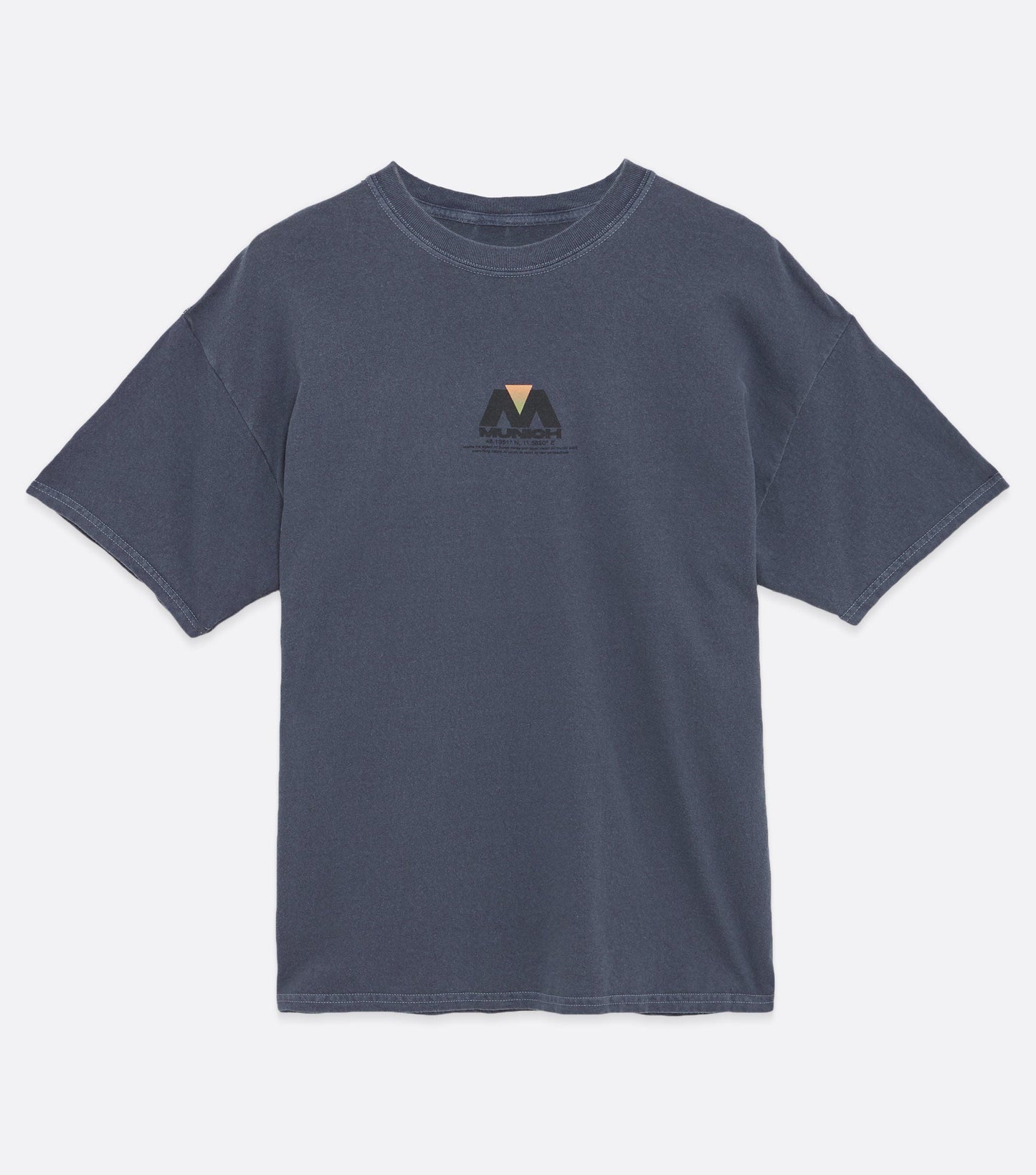 Blue Overdyed Munich Logo T Shirt