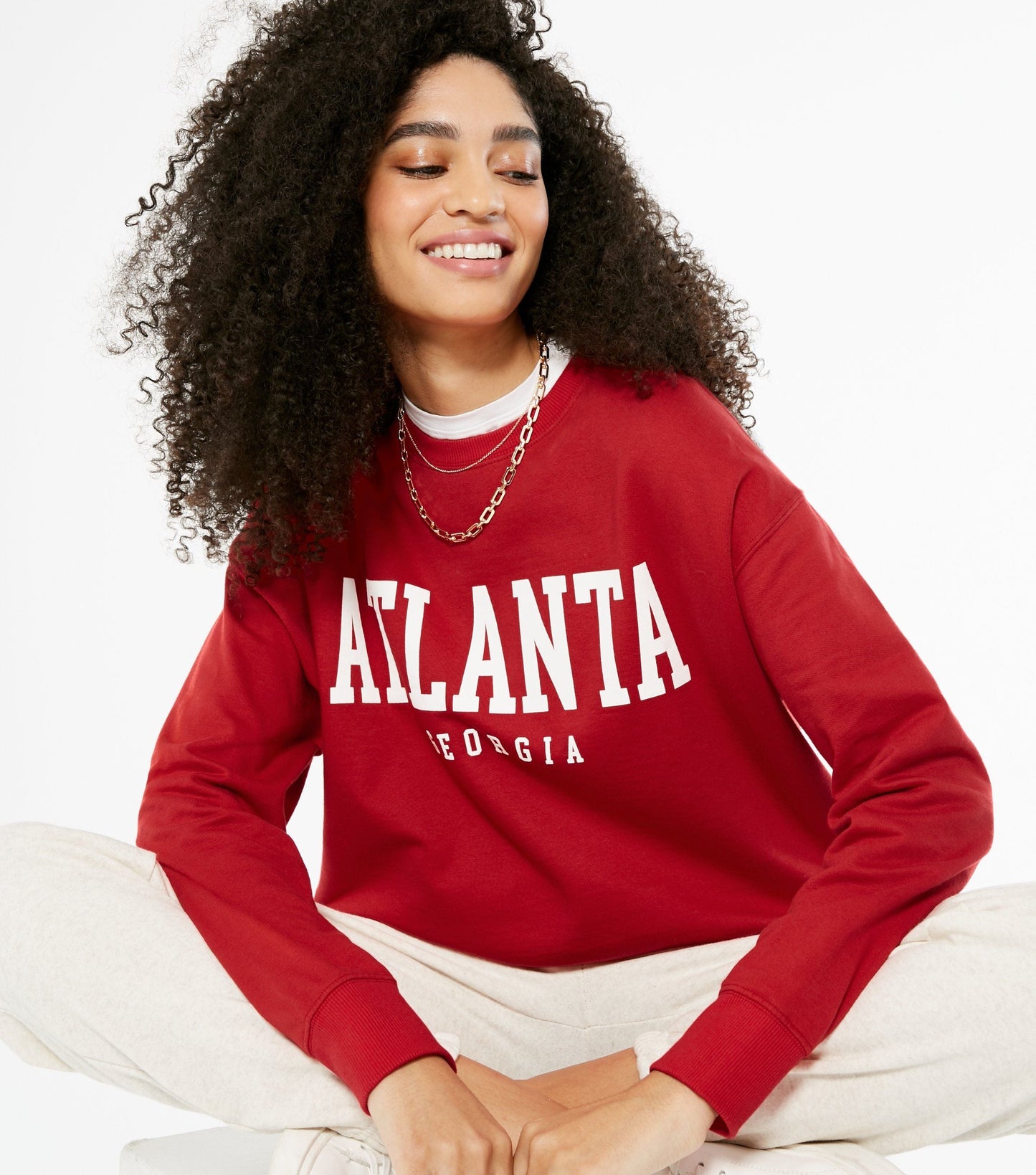 Red Atlanta Georgia Logo Sweatshirt