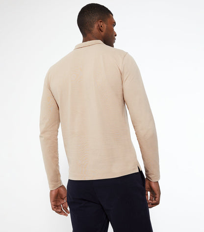 Stone Pique Collared Zip Front Polo Top